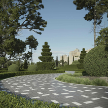 Modern Garden in Herringbone