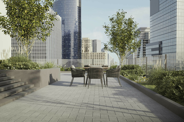 Stunning & Sophisticated Roof Deck in Herringbone